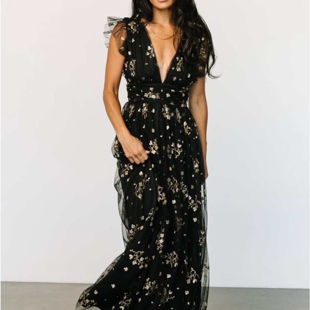 Black and gold sparkly Gown NWT